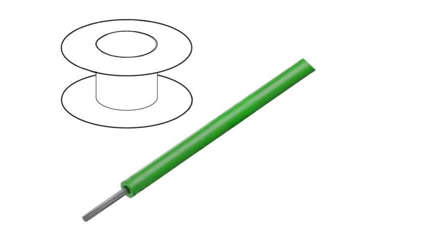 Przewód HookUp Wire linka Cu d: 24AWG PVC zielony 600V 30,5m 1854 GR005