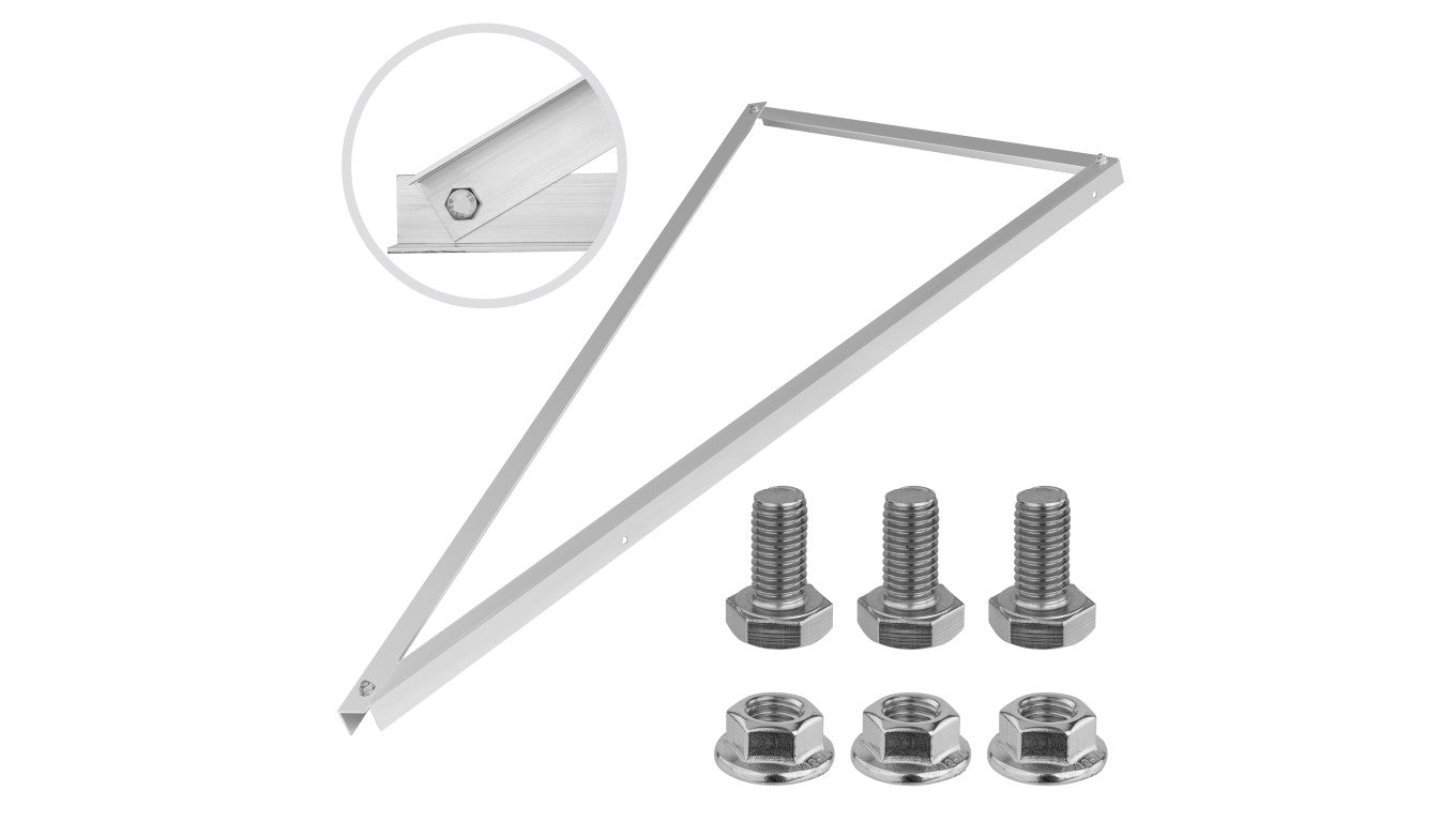 Trójkąt montażowy do paneli PV pionowy kąt 15 stopni + 3 śruby M10x20mm