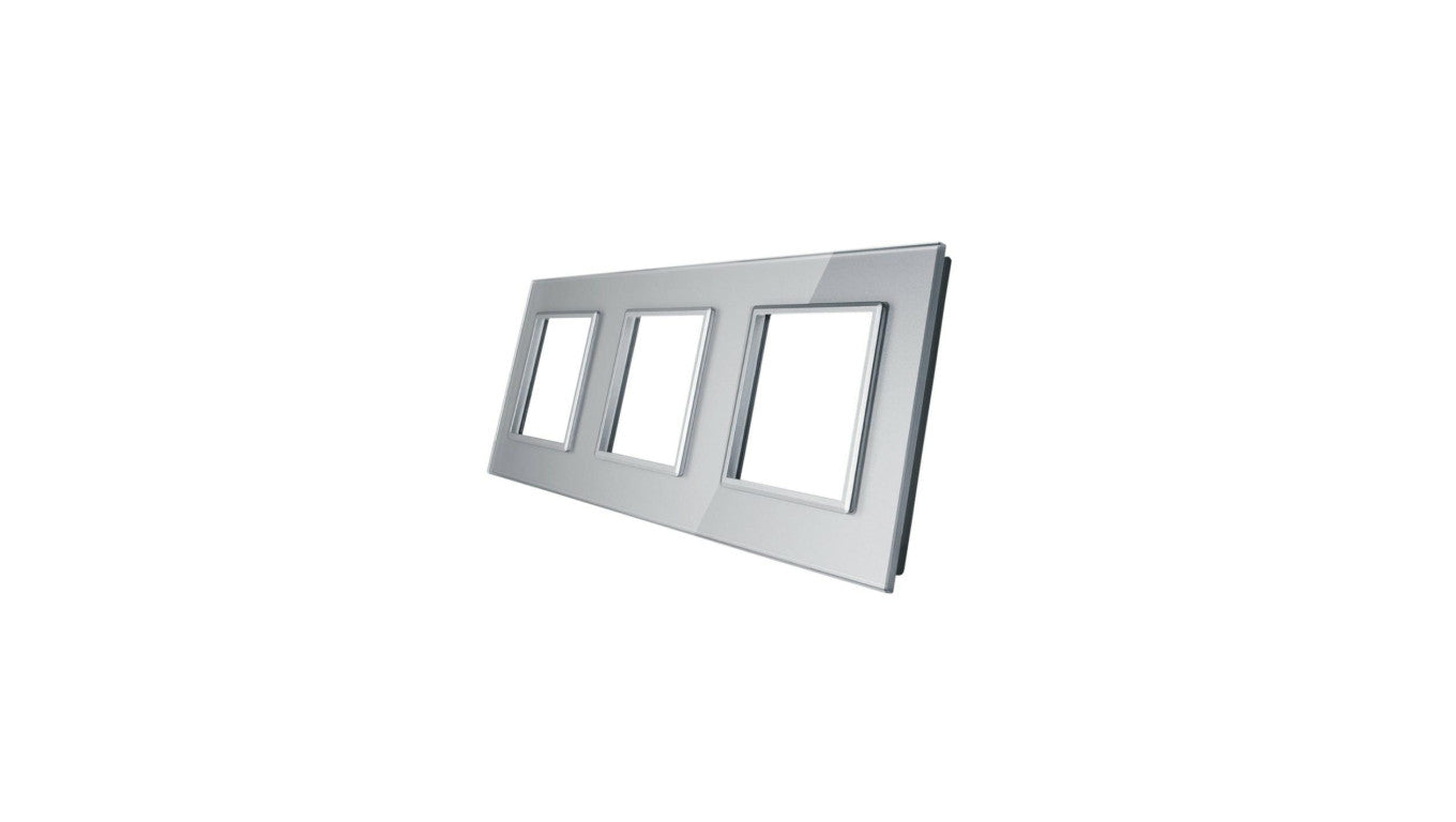 Livolo POTRÓJNA SREBRNA METALIZOWANA RAMKA SZKLANA 222 x 80mm GPF-3-64