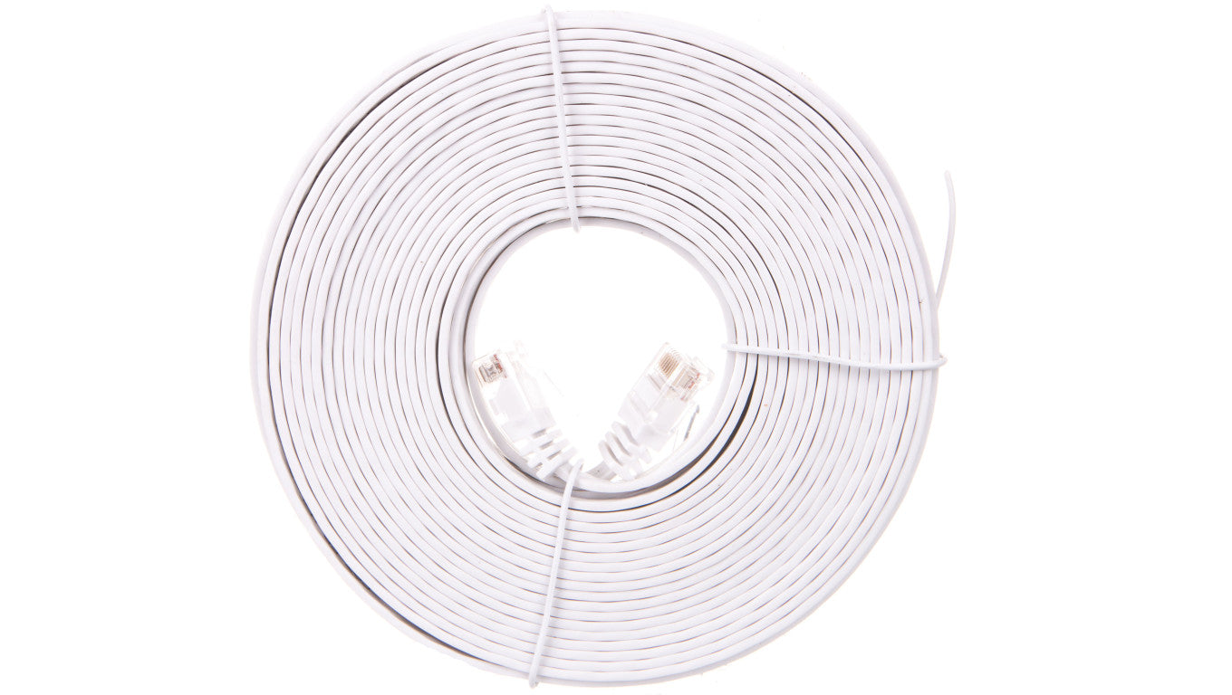 Kabel krosowy płaski patchcord U/UTP kat.5e biały 10m 93363