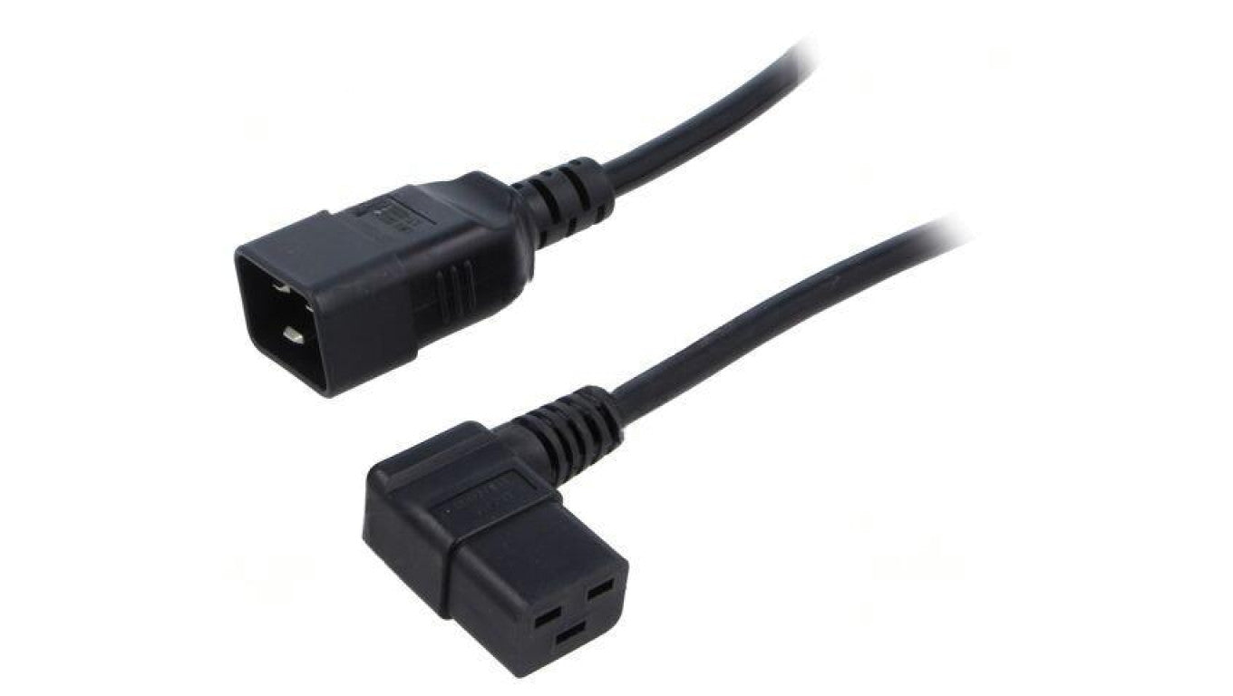 Kabel: 3x1,5mm2, IEC C19 żeński kątowy,IEC C20 męski, 3m LT-549R+550 H05VV-F 3X1.5 3M BLK