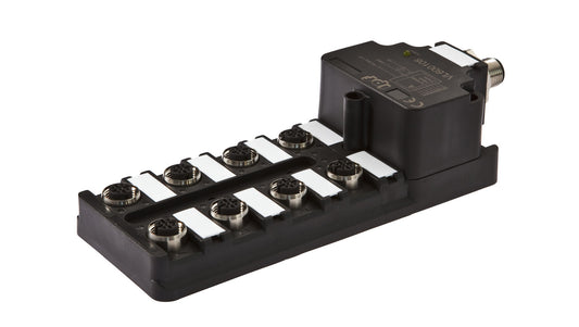 Moduł logiczny 42x172x60mm AND 8-krotny 10-30V złącze M12 żeńskie 4-PINowe złącze M12 męskie 4-PINowe IP67 VL600108