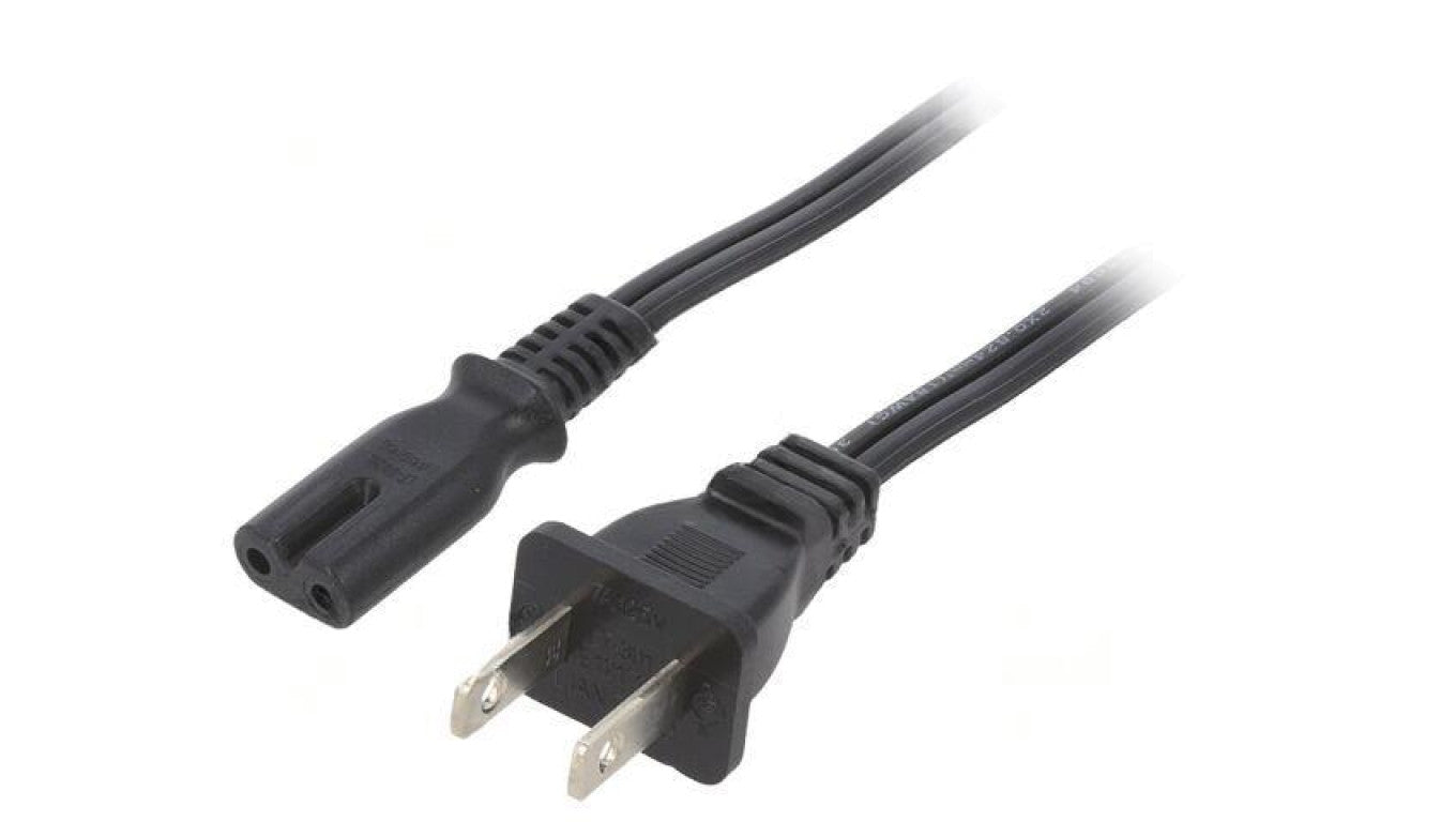 Kabel: 2x18AWG, IEC C7 żeński,NEMA 1-15 (A) wtyk, 1,8m, 7A LT-301+503B SPT-2 18/2 105C BLK 1.8