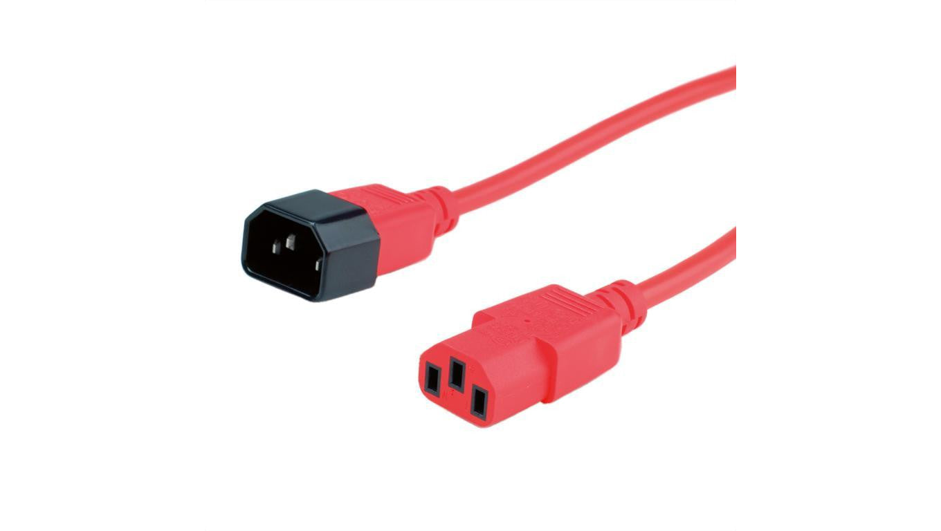 Przedłużacz zasilania ROLINE, IEC 320 C14 - C13, czerwony, 1,8 m