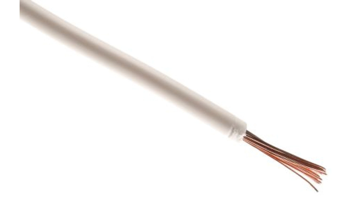 Przewód jednożyłowy linkowy, 2491X, 0,75 mm², 24/0,2 mm, 18 AWG, PVC, 500 V, Biały, dł. 100m, RS PRO
