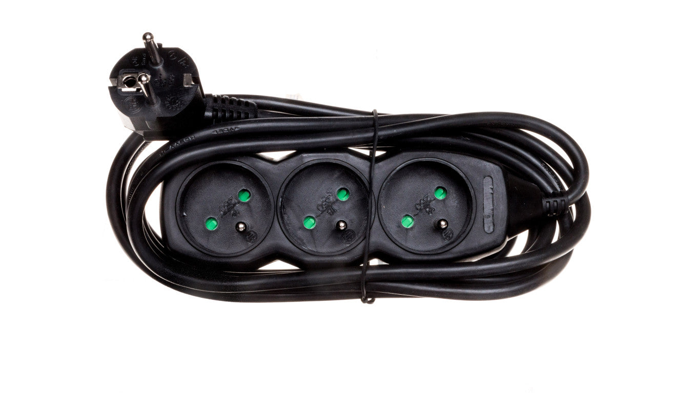Przedłużacz 3-gniazda z/u 3m /H05VV-F 3G1/ czarny PC0313