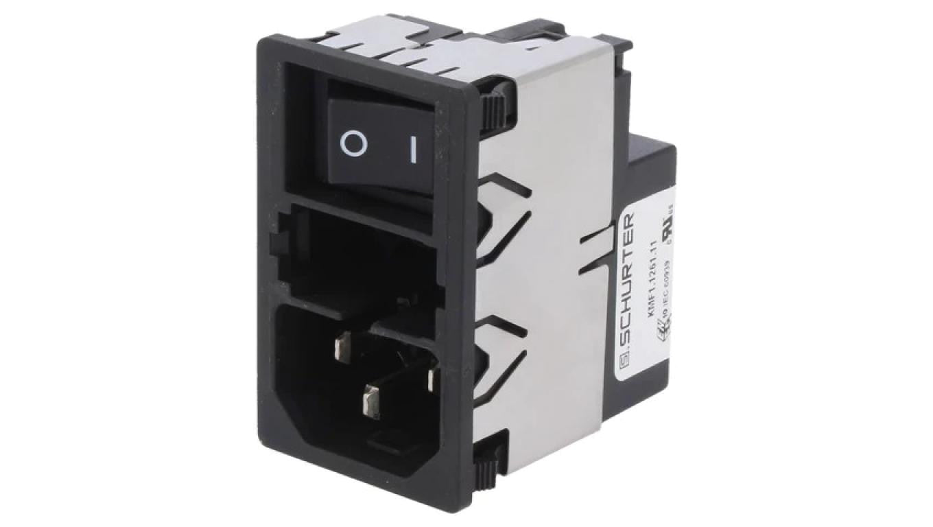 Złącze zasilające AC gniazdo męskie 6A 250VAC IEC 60320 KMF KMF1.1261.11