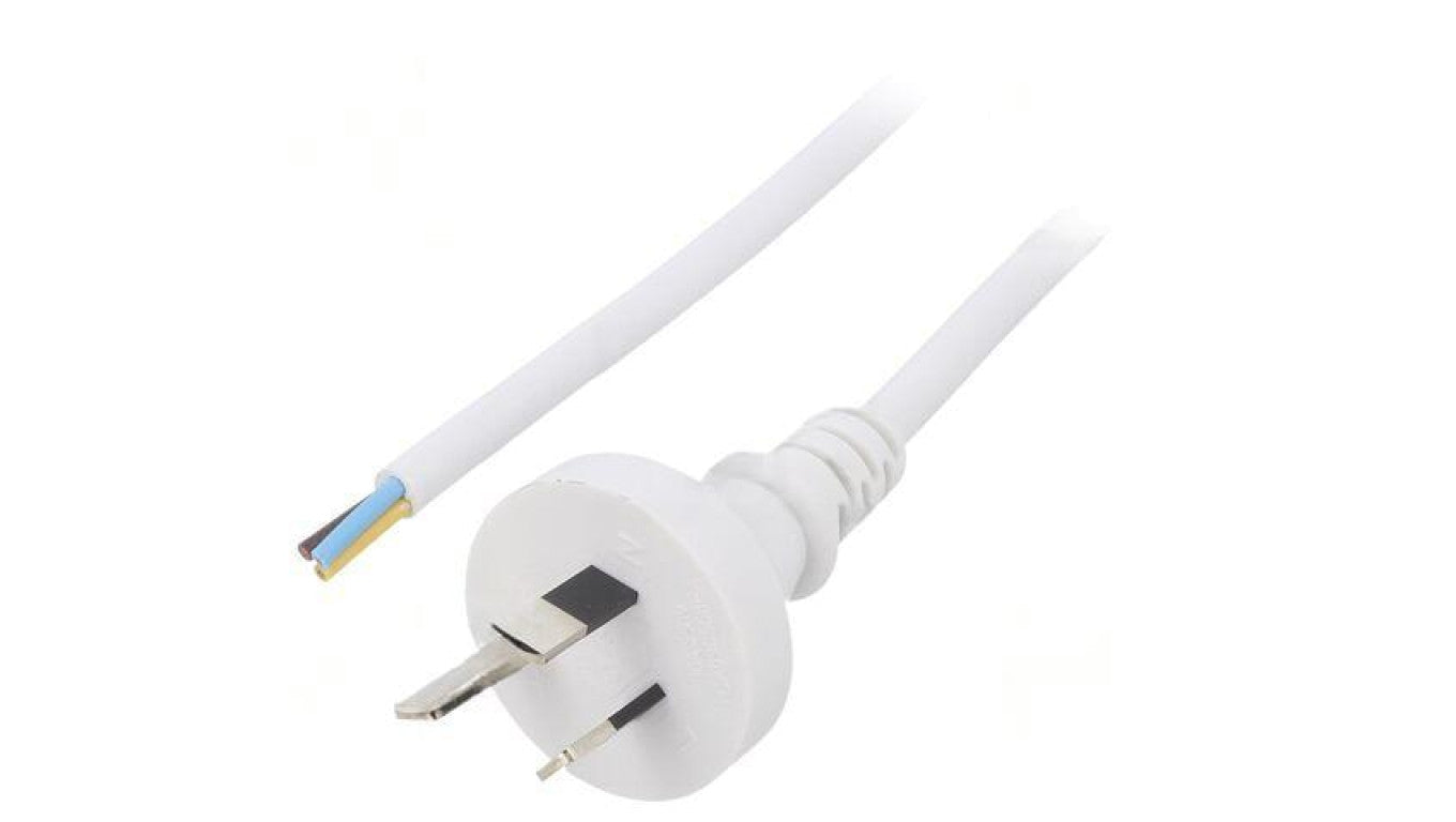 Kabel: 3x1mm2, AS/NZS 3112 (I) wtyk, 3m, 10A LT-423 3X1.0 WHT 3M END CUT
