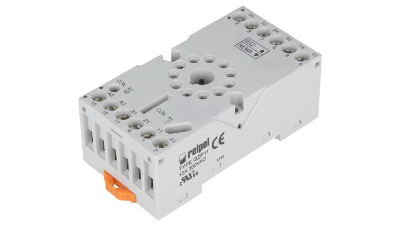 Podstawka PIN: 11 10A 250VAC na panel,na szynę DIN -40...70C GZP11