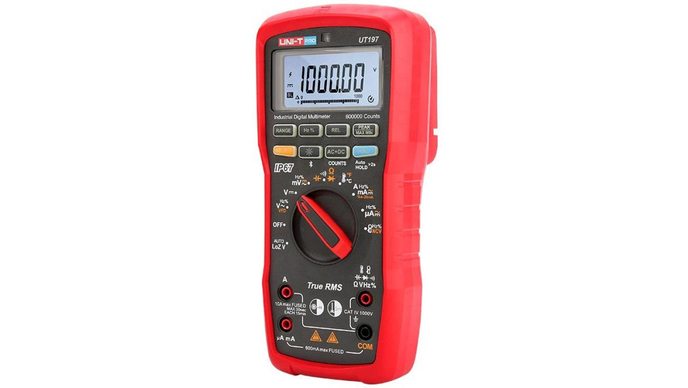 Multimetr przemysłowy cyfrowy True RMS 1000V CAT IV IP65 NCV LoZ temp. częstotliwość test diody podświetlenie UNI-T UT-197