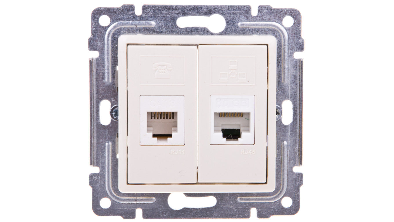 VENA Gniazdo teleinformatyczne RJ45 kat.5e nieekranowane + RJ11 krem 510369