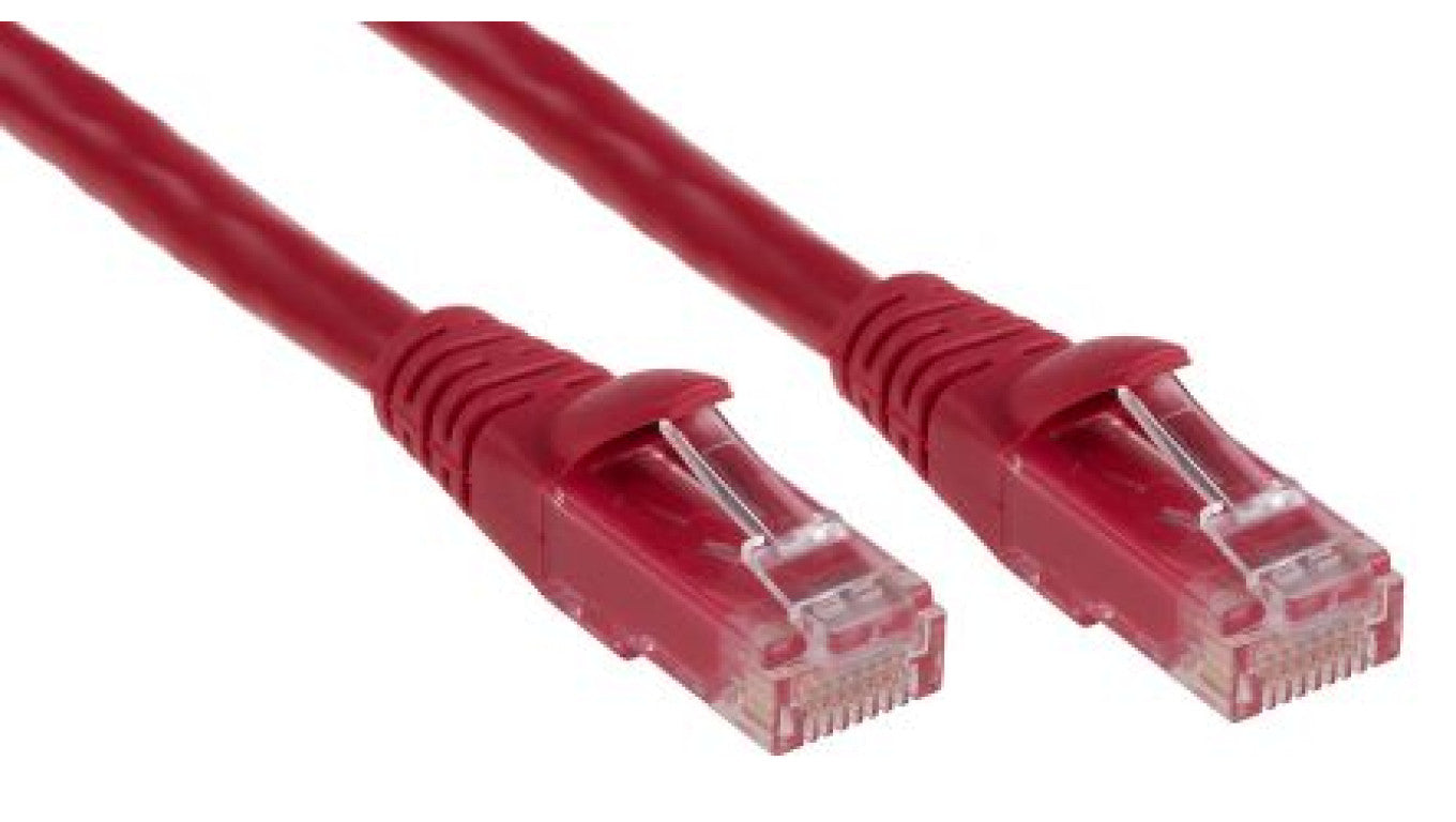 Kabel kategorii 6, Czerwony, Wtyk RJ45/męski RJ45dł.: 1m, mat. koszulki: PVC