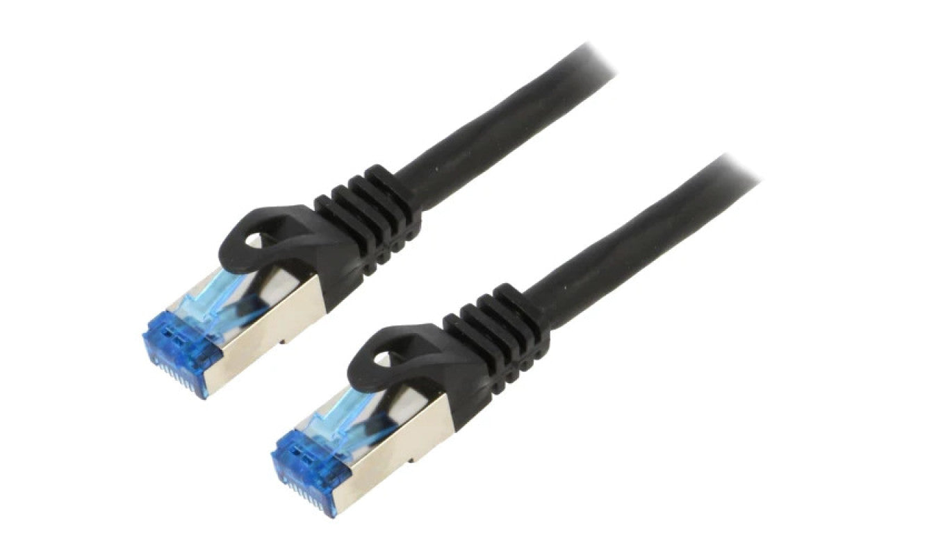 Patch cord S/FTP 6a linka CCA LSZH czarny 15m 26AWG Żyły: 8 PCF6A-10CC-1500-BK