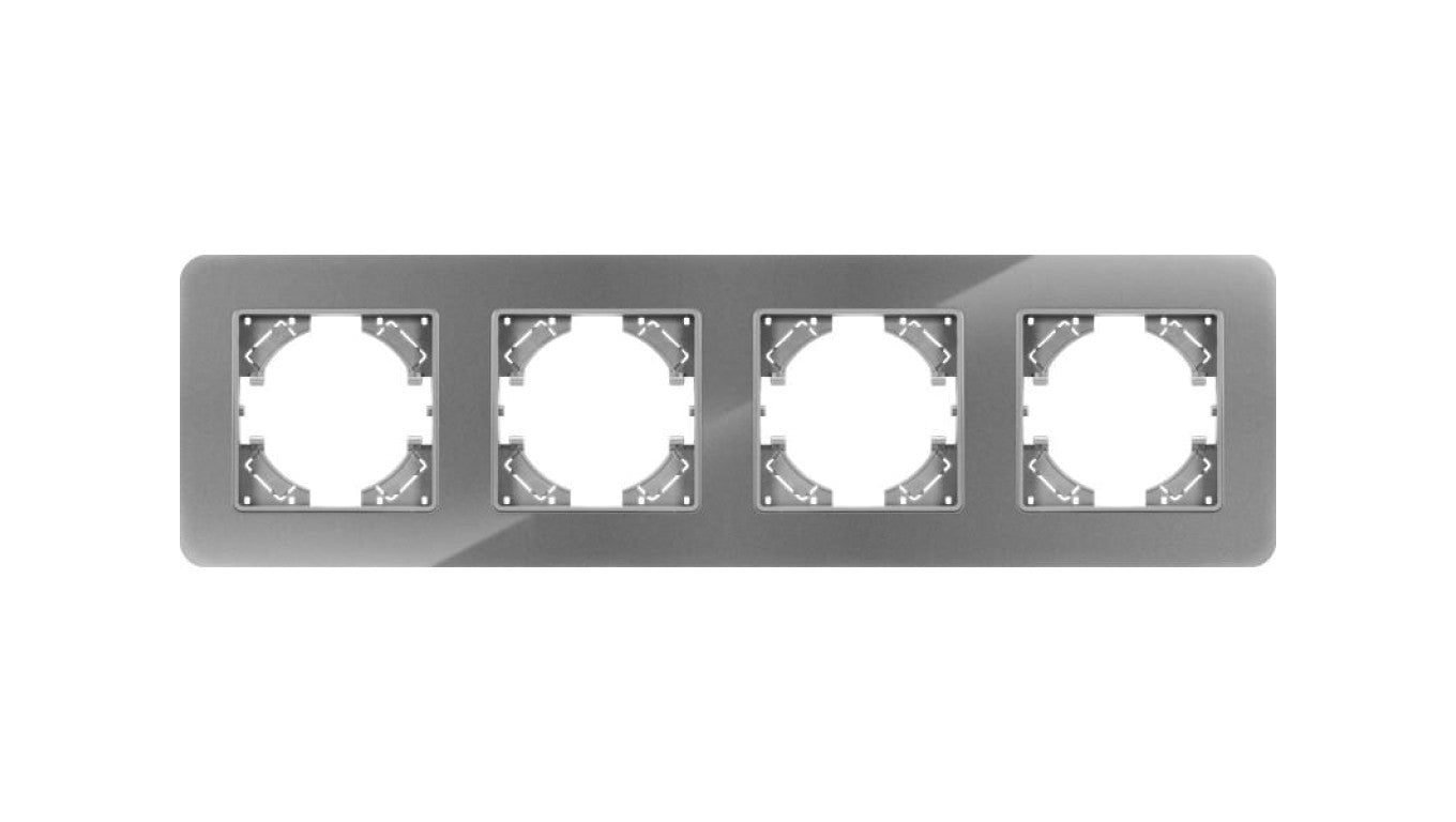 Ramka poczwórna MODERN-Q, szare szkło (linia Crystal)