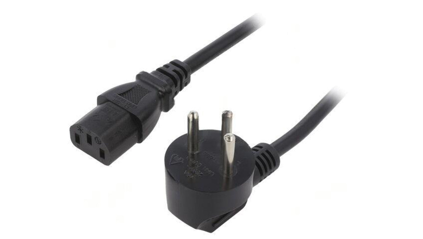 Kabel: 3x1mm2, IEC C13 żeński,IS1-16P (H) wtyk kątowy, 5m LT-605+501 H05VV-F 3X1.0 BLK 5M