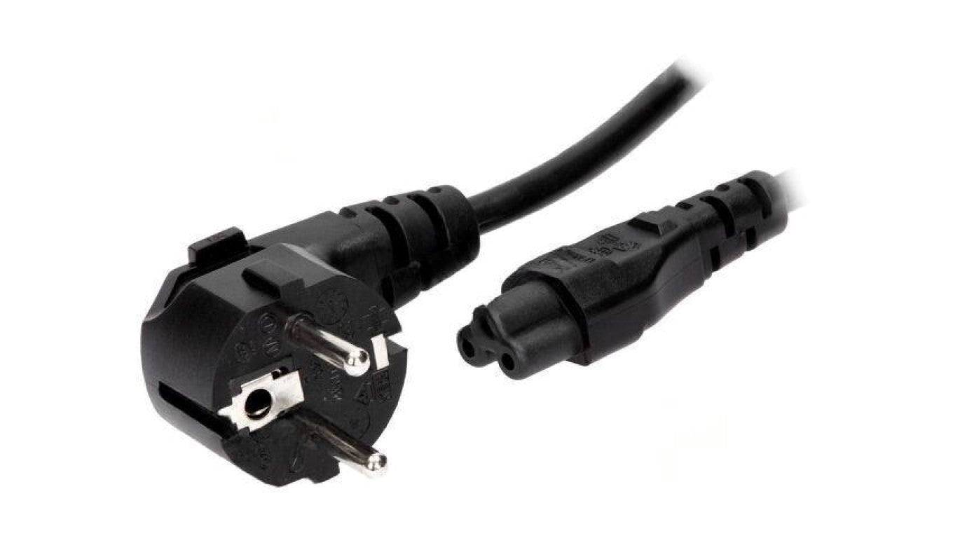 Kabel: 3x0,75mm2, CEE 7/7 (E/F) wtyk kątowy,IEC C5 żeński LT-322+535 H05VV-F 0.75/3C BLK 1.5M