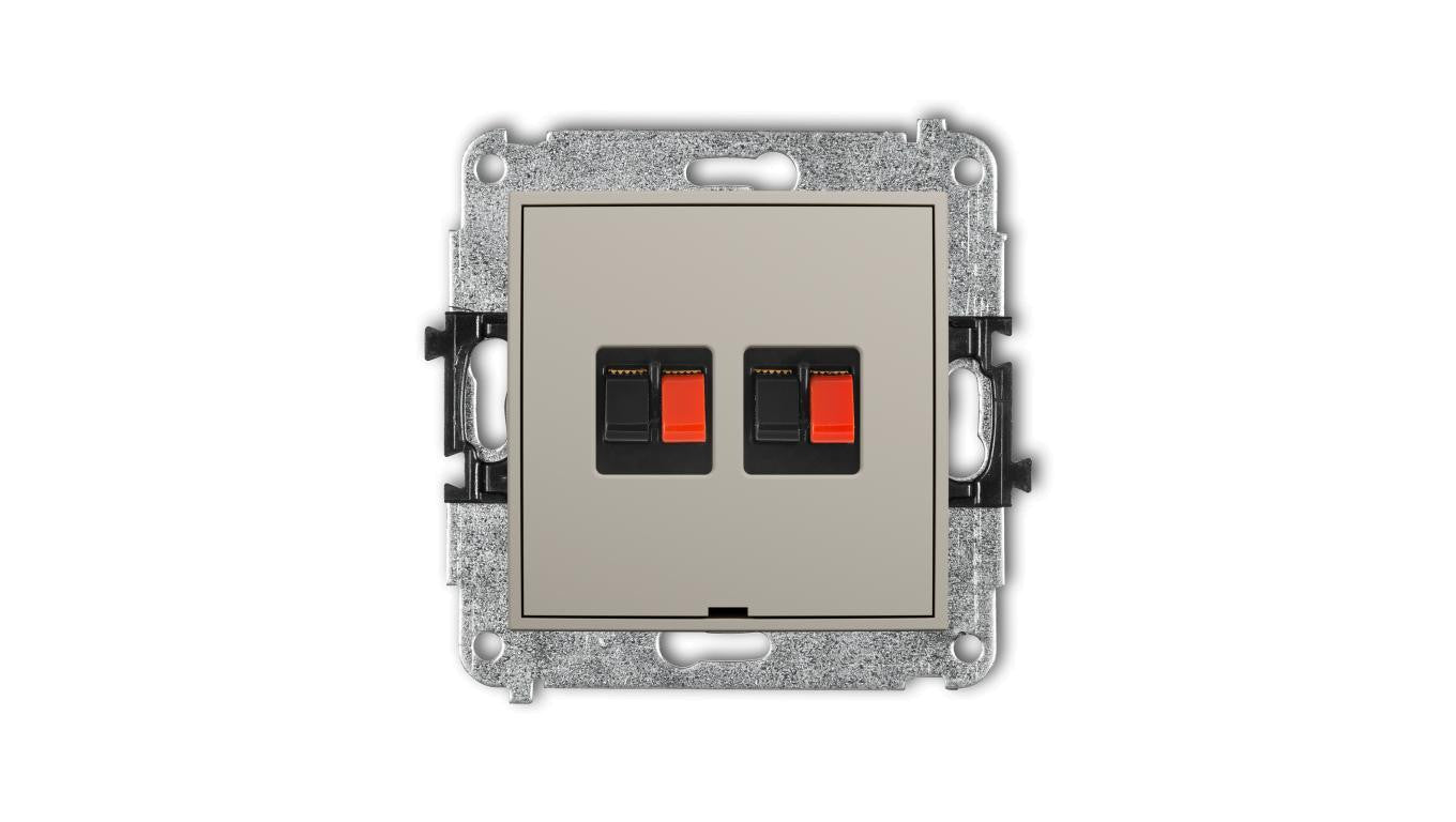 MINI Mechanizm gniazda głośnikowego podwójnego, bez pola opisowego taupe 60MGGBO-2