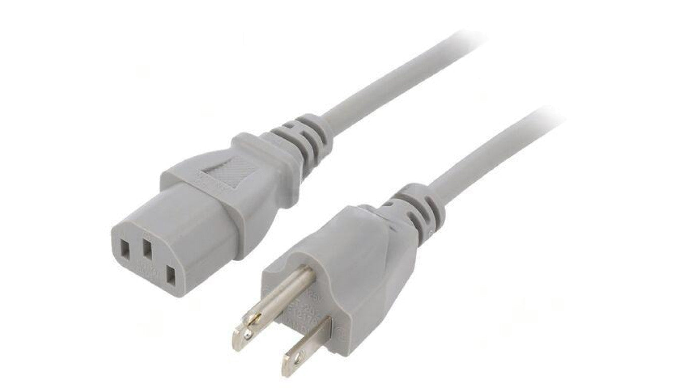 Kabel: 3x18AWG, IEC C13 żeński,NEMA 5-15 (B) wtyk, 2m LT-202+501 SVT 18/3 105C GRY 2M