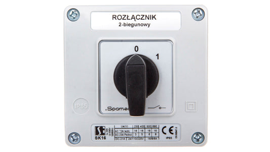 Łącznik krzywkowy 0-1 2P 16A w obudowie SK16-1.828OB11
