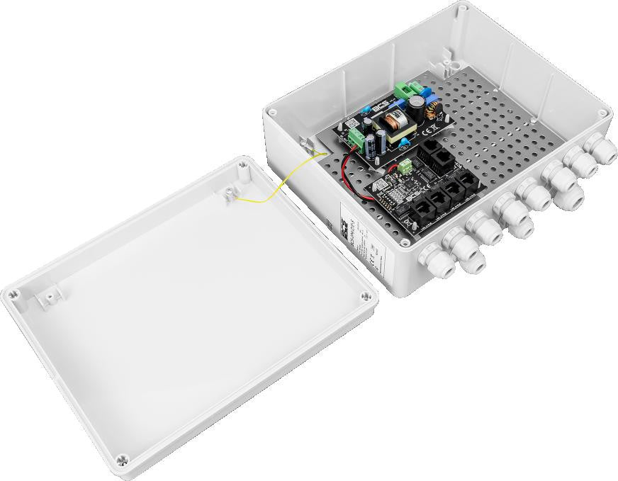 System zasilania do 5 kamer IP ze switchem PoE w obudowie zewnętrznej BCS POWER BCS-IP4/Z/E-S