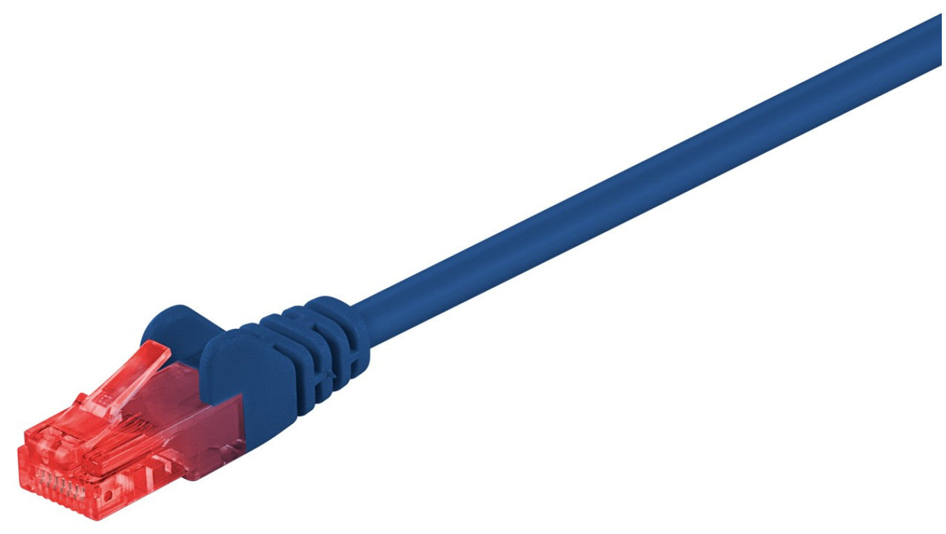 CAT 6Kabel łączący, U/UTP, Niebieski - Długość kabla 1 m