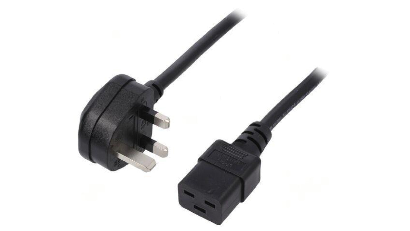 Kabel: 3x1,5mm2, BS 1363 (G) wtyk,IEC C19 żeński, 1,8m, 13A LT-318(13A)+549 3X1.5 BLK 1.8M