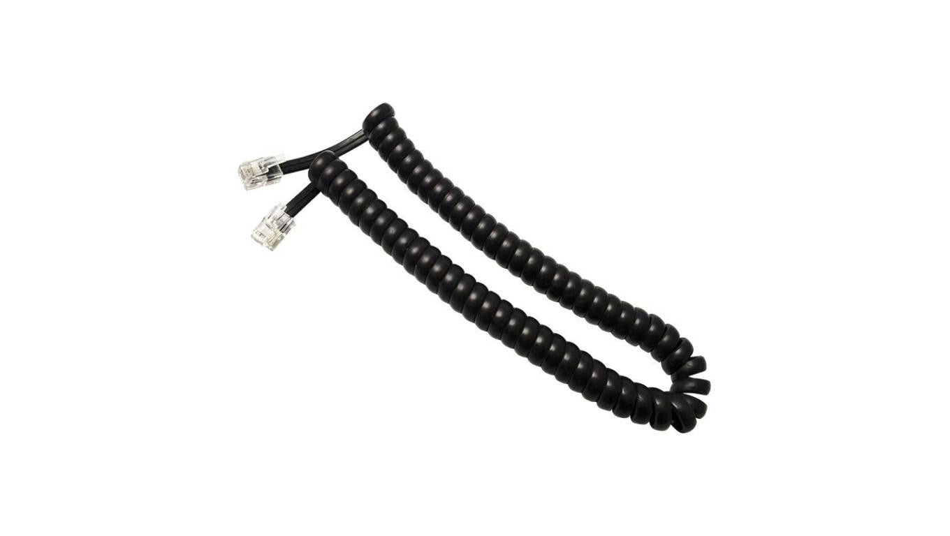 Kabel telefoniczny spiralny RJ10 4P4C 4,5m czarny słuchawkowy