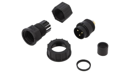 Złącze okrągłe wtyk rozmiar D męski 3-PIN złocony 20A IP67 DC-03BFMB-SL7001