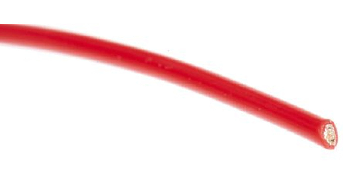 Przewód do urządzeń PTFE PTFE Czerwony, 100m 0,6 mm² 19/0,2 mm, 600 V, -75→ +200 C., Ø 1.6mm, RS PRO BS3G210