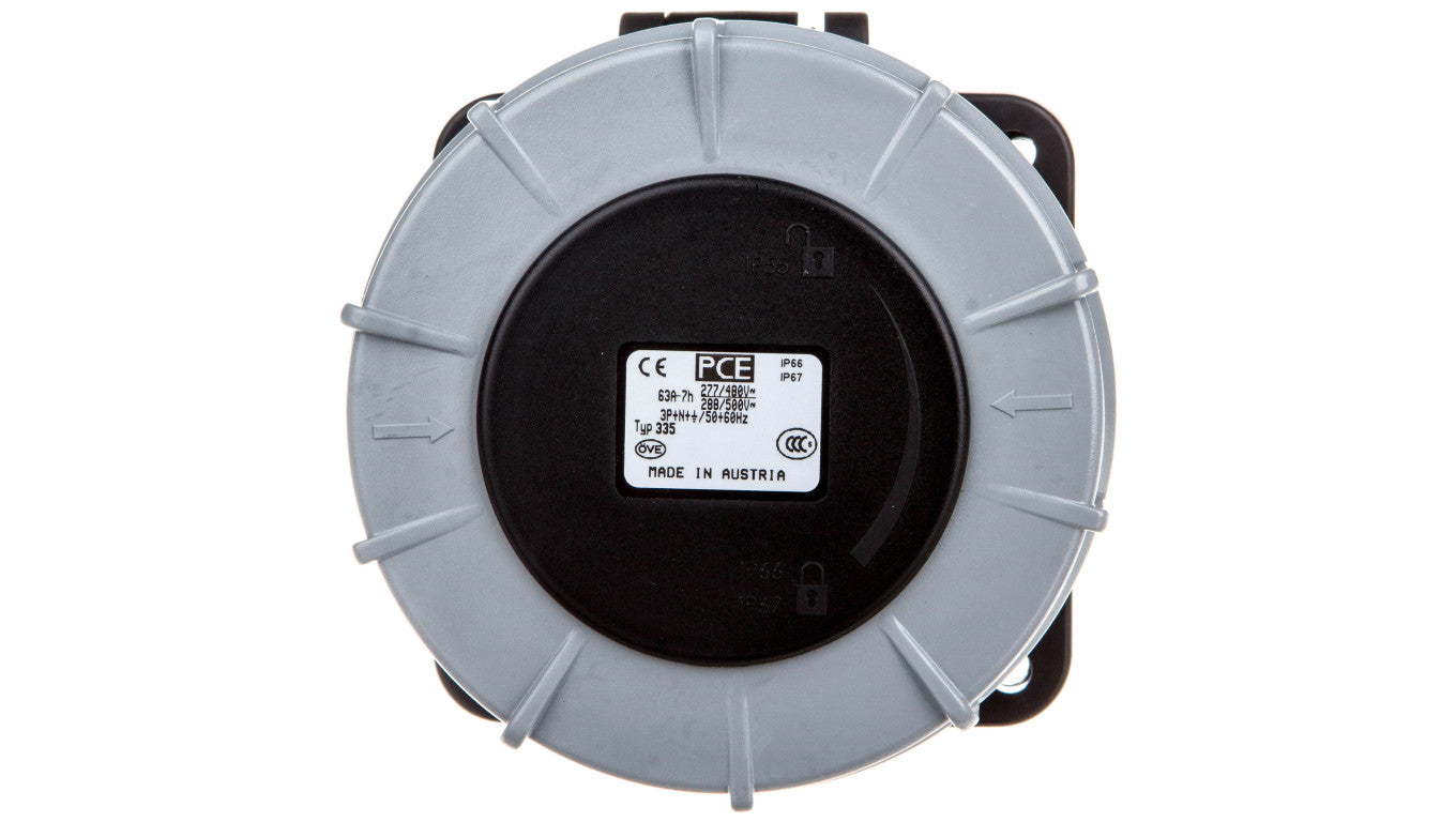 Gniazdo tablicowe 63A 5P 500V /100x100/ czarne IP67 POWER TWIST 335-7