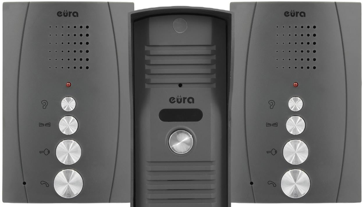 DOMOFON ''EURA'' ADP-51A3 ''DIFESA'' - 1-rodzinny, 2 unifony, interkom, grafit
