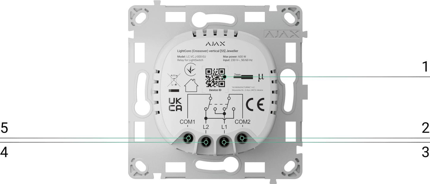 AJAX Włącznik światła LightCore Crossover vertical