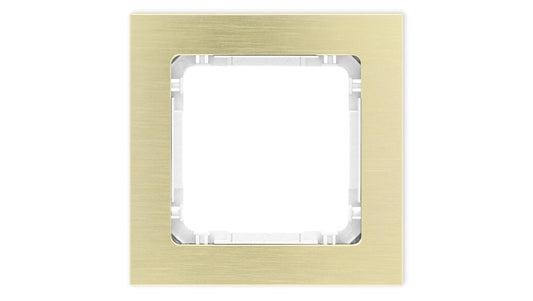 DECO Ramka uniwersalna pojedyncza - aluminium szczotkowane (ramka: kolor mosiężny spód: biały) 8-0-DRA-1
