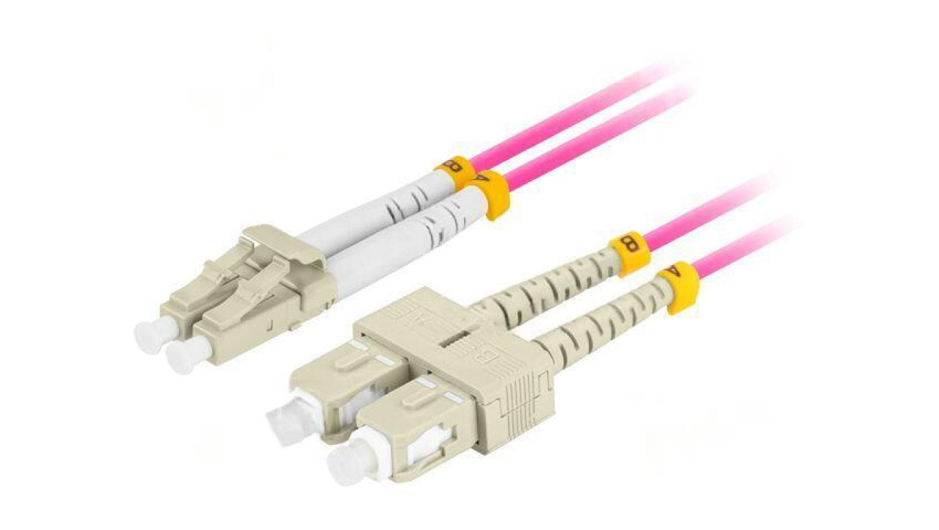 Patch cord światłowodowy OM4 LC/UPC,SC/UPC 5m LSZH fioletowy FO-LUSU-MD41-0050-VT