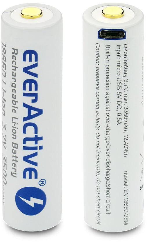 Akumulator 18650 Li-Ion 3,7V everActive 3500mAh (1 szt.) micro-USB z zabezpieczeniem