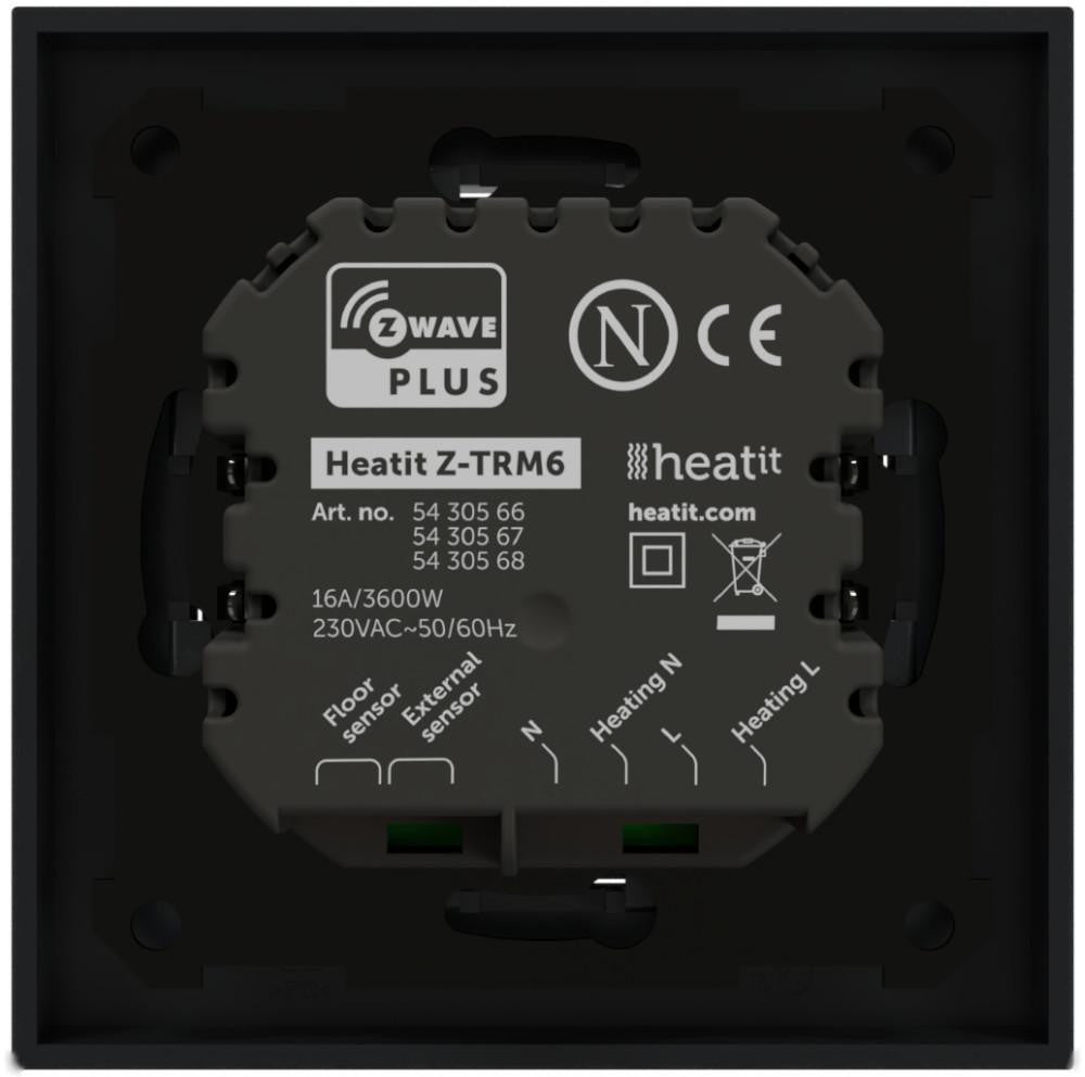 Termostat Heatit Z-TRM6 Black Matt Z-Wave Thermostat 3600W 16A 868,4 Mhz