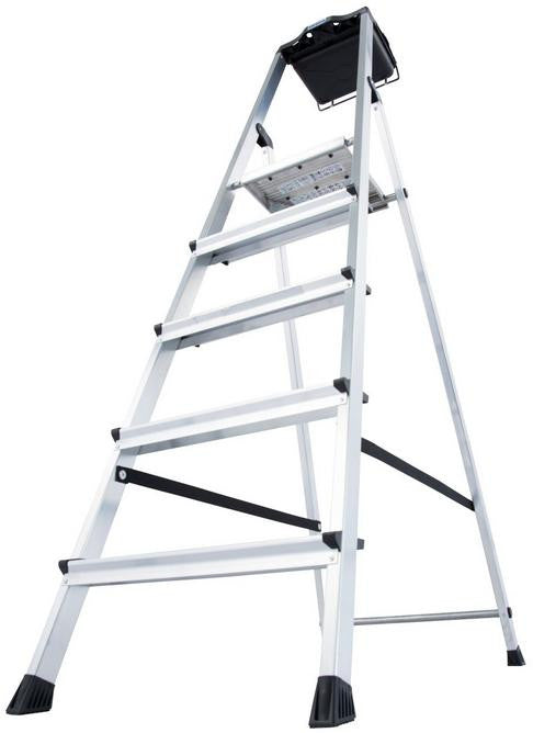 Drabina aluminiowa jednostronna Krause SECURY MultiGrip 1x5 z półką 126535