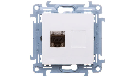Simon 10 Gniazdo komputerowe pojedyncze RJ45 kat.6 ekranowane biały C61E.01/11