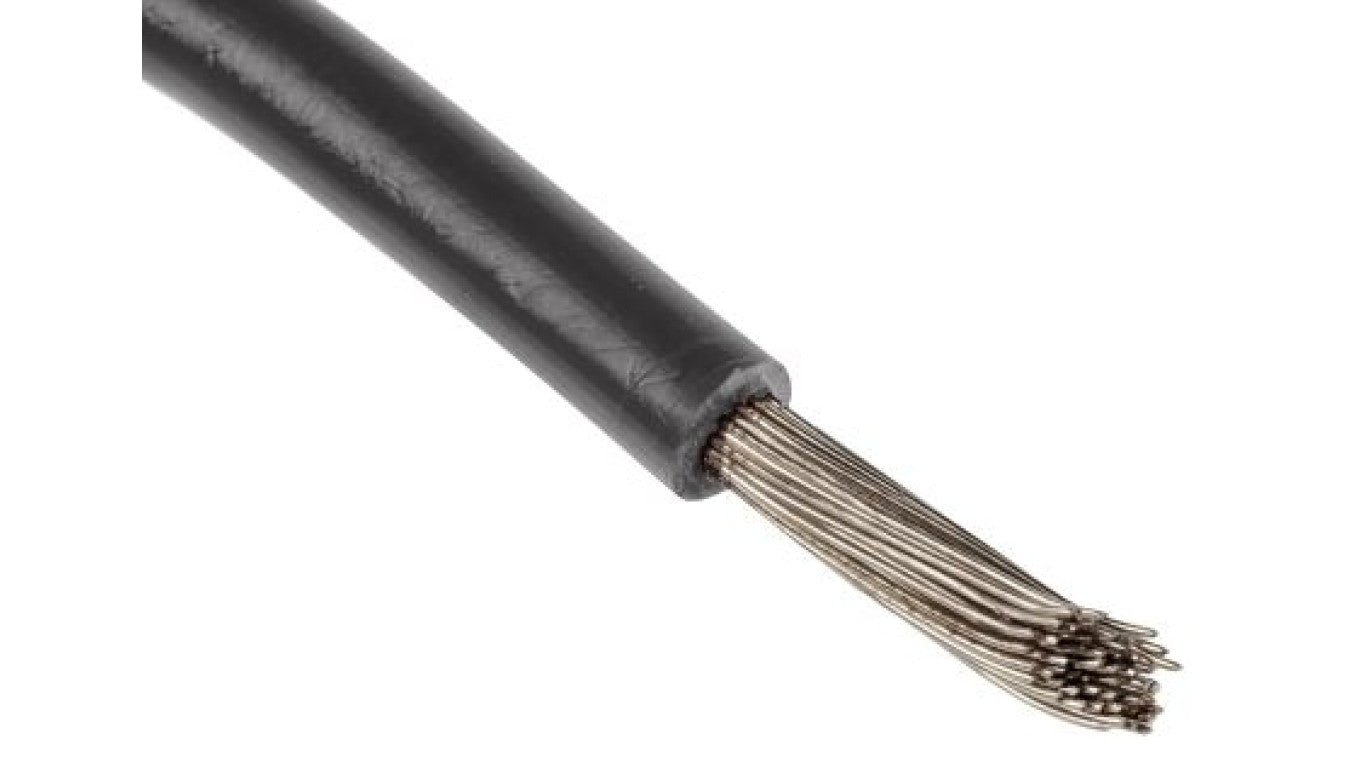 Przewód o podwyższonej odporności ETFE Czarny, 100m 19/0,3 mm, 600 V, -75 → +150C, Ø 2.15mm, RS PRO