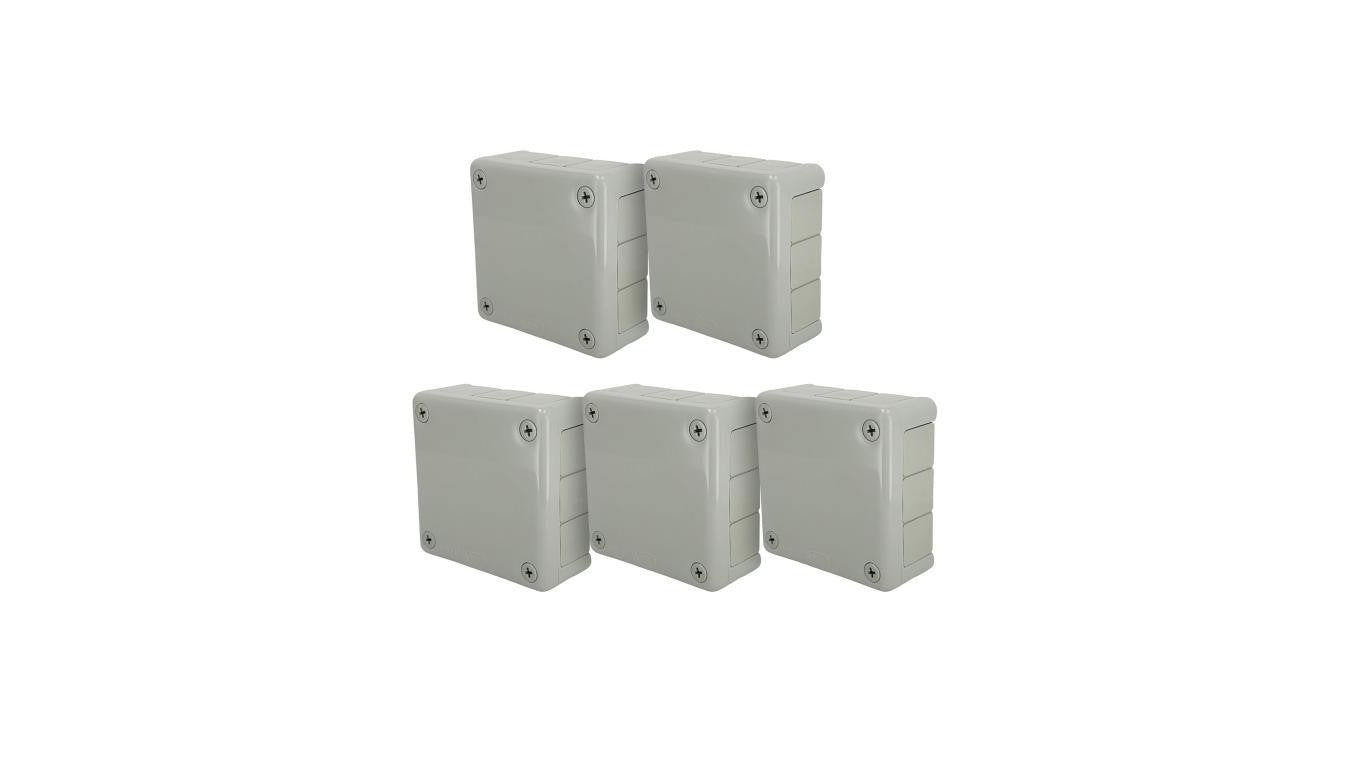 Puszka hermetyczna natynkowa 98x98x42mm 12-wlotowa, z dławikami gumowymi, IP55 zamknięcie na wkręty, szara EDO 5szt.