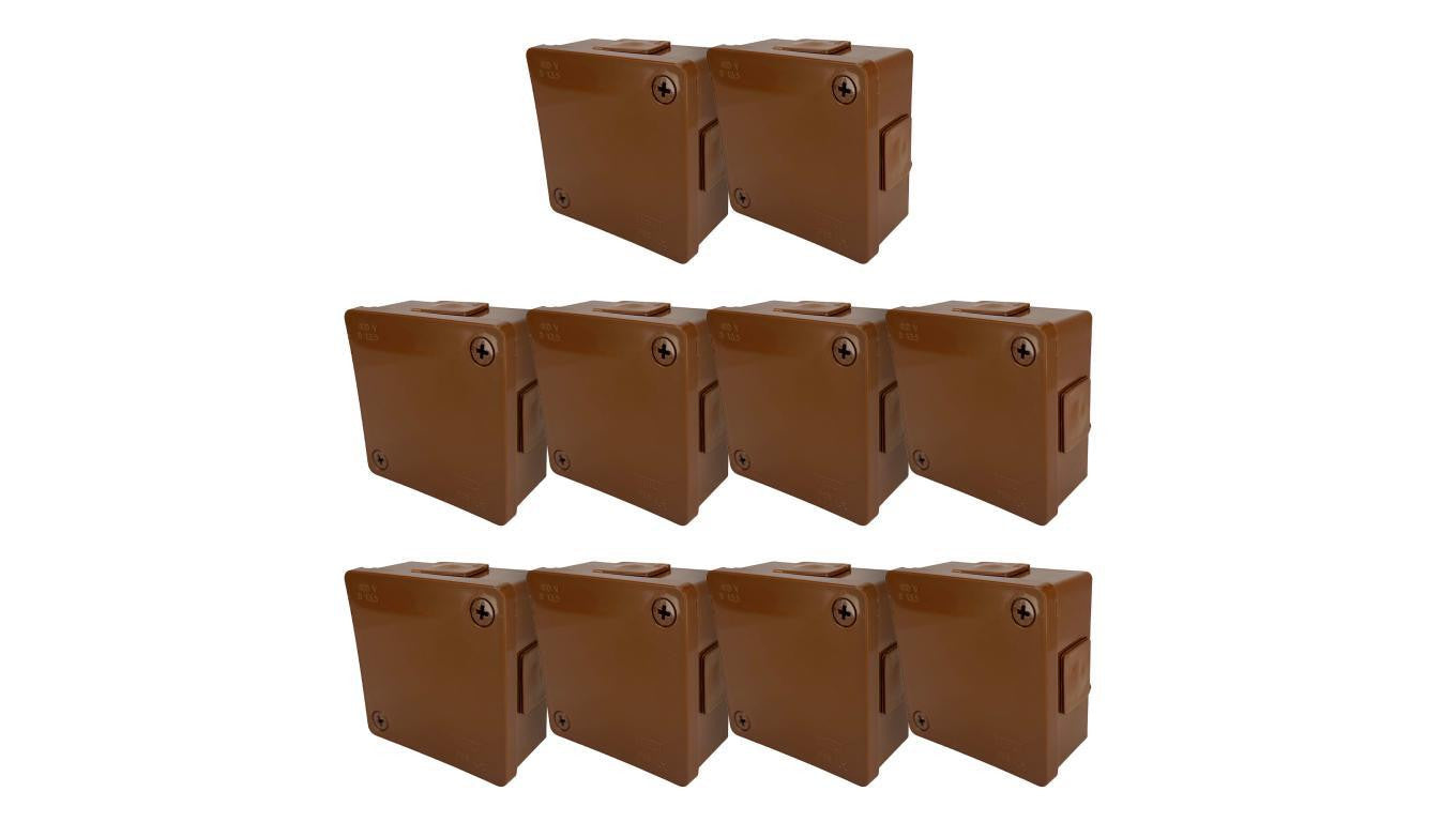 Puszka hermetyczna natynkowa 86x86x40mm 4-wlotowa, z dławikami gumowymi, IP55 zamknięcie na wkręty, brązowa EDO