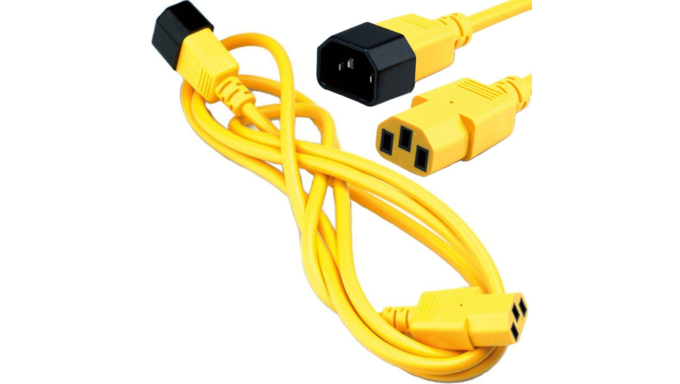 Przedłużacz zasilający 230V IEC320 C14/ C13 3m żółty