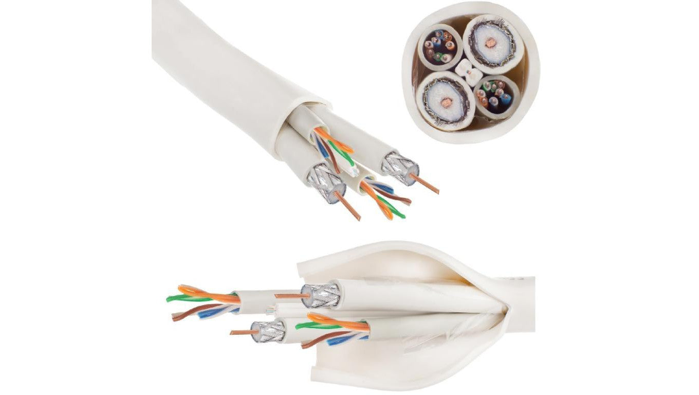 Przewód hybrydowy Multikabel TT All in One: 2x TT6 102 Cu Trishield 1,02 mm + 2x TTE UTP5e + TT GJXH-2J G657.A2 LSZH AIZ 500m