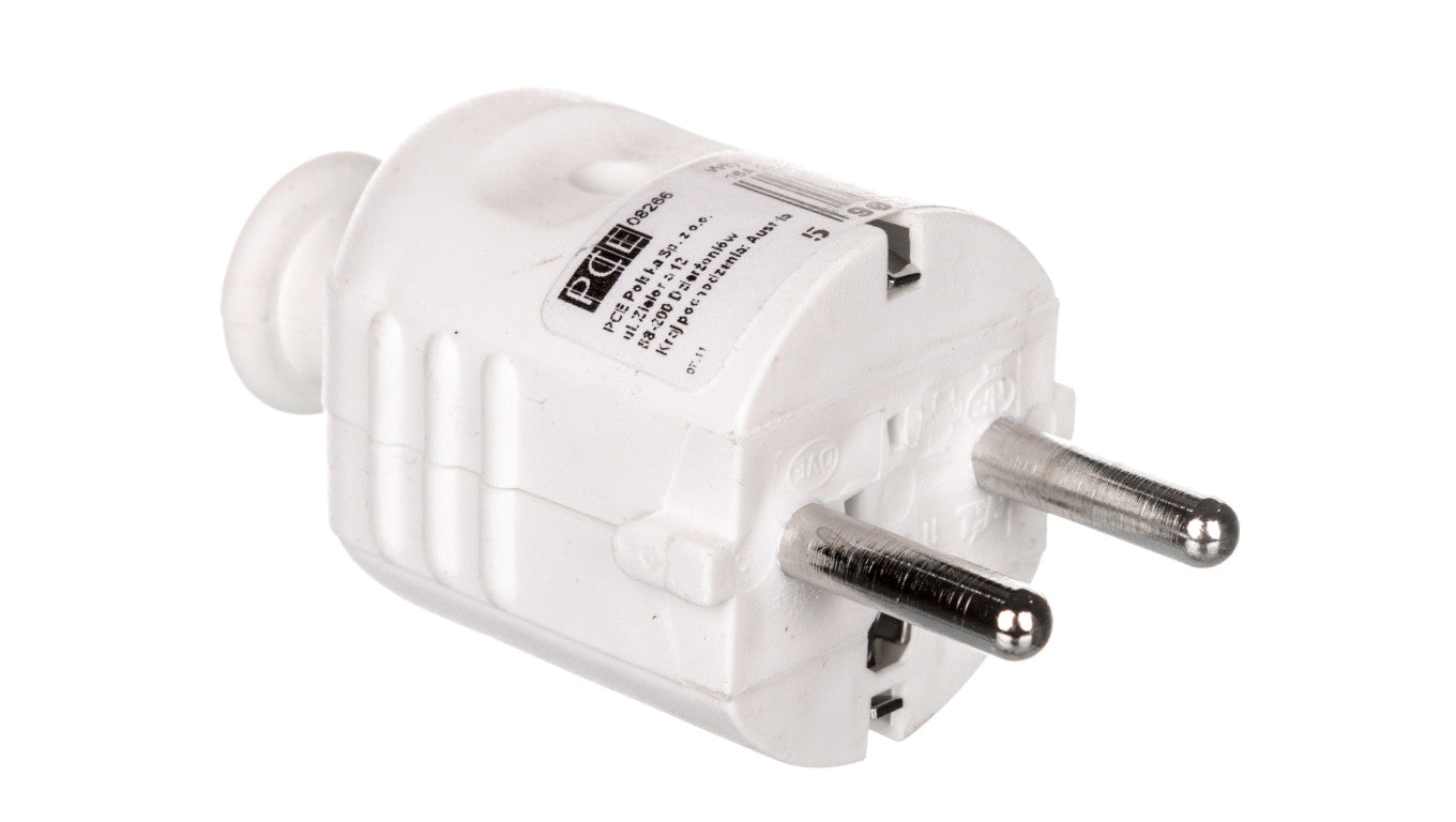 Wtyczka prosta 10/16A 2P+Z UNI-SCHUKO IP20 biała 08266