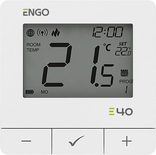 ENGO Controls E40-BATW - Programowany, Internetowy, natynkowy regulator temperatury ZigBee/868
