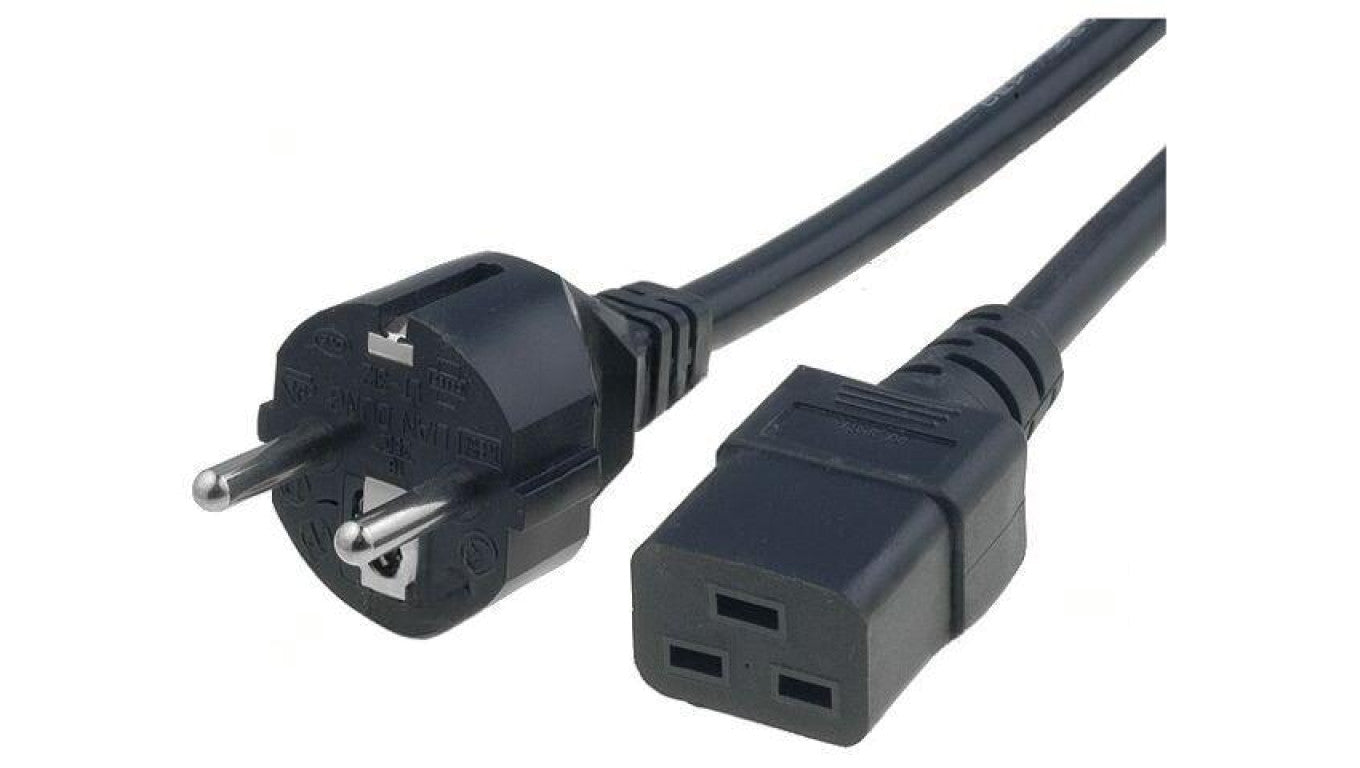 Kabel: 3x1,5mm2, CEE 7/7 (E/F) wtyk,IEC C19 żeński, 3m, 16A LT312+549 3X1.5 3.0M BLK