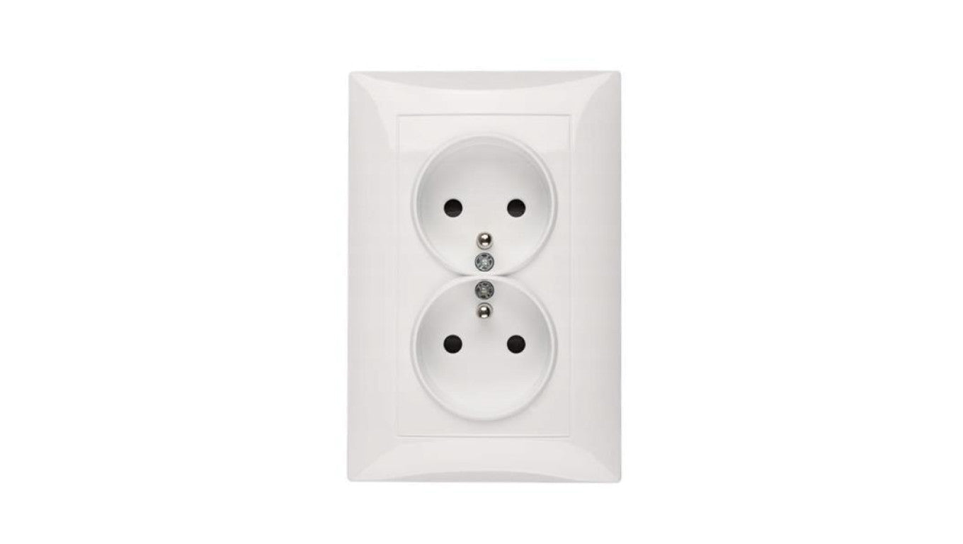 Gniazdo podwójne 2x2P+Z LUNA, 16A-250V~, białe