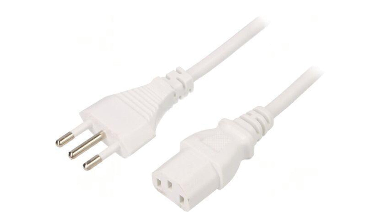 Kabel: 3x1mm2, CEI 23-50 (L) wtyk,IEC C13 żeński, 5m LT-319+501 H05VV-F 3X1.0 WHT 5M