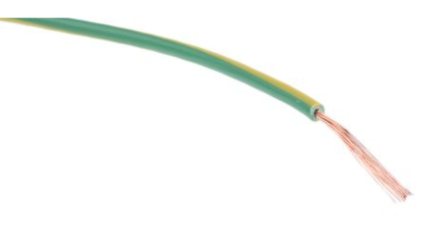 Przewód jednożyłowy linkowy, 2491X, 0,5 mm², 16/0,2 mm, 20 AWG, PVC, 500 V, Zielony/Żółty, dł. 100m, RS PRO