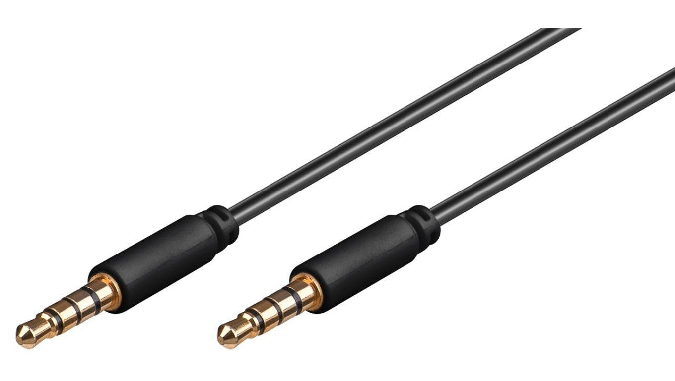 Kabel łączący audio AUX, 3,5 mm stereo 4-pinowy, cienki, CU - Długość kabla 3 m
